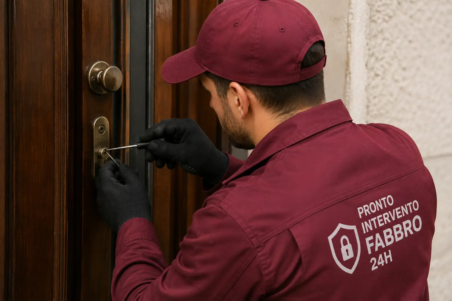 Fabbro professionista installa una serratura di sicurezza a Turate