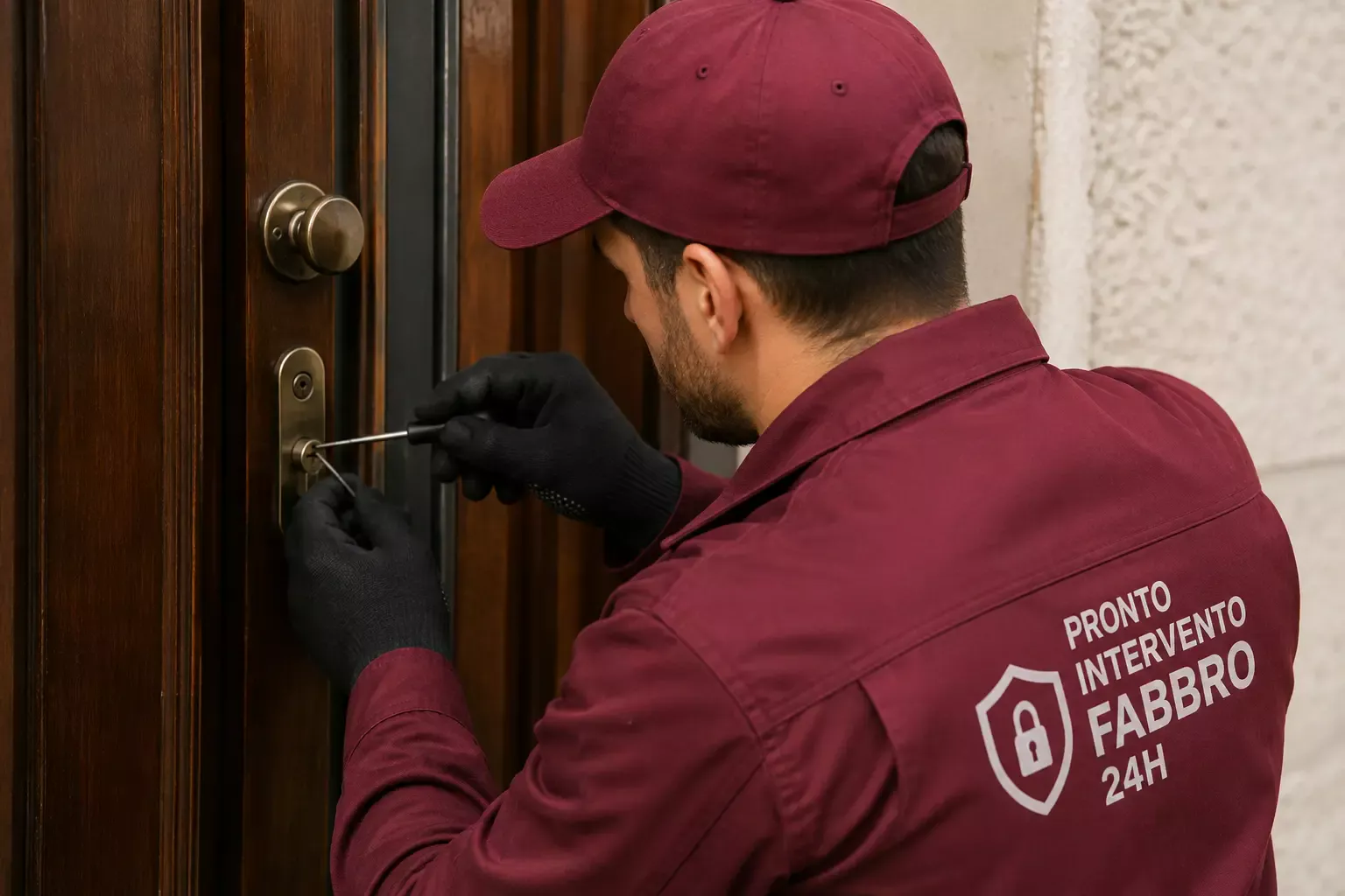 Fabbro professionista installa una serratura di sicurezza a Turate